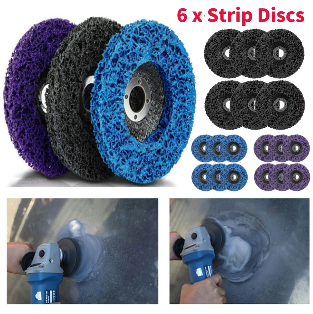 

6-1PCS 4inch Poly Strip Wheel Disc Stripping Wheel Paint Stripper Disc for Angle Grinder Clean and Remove Paint Coating Rust