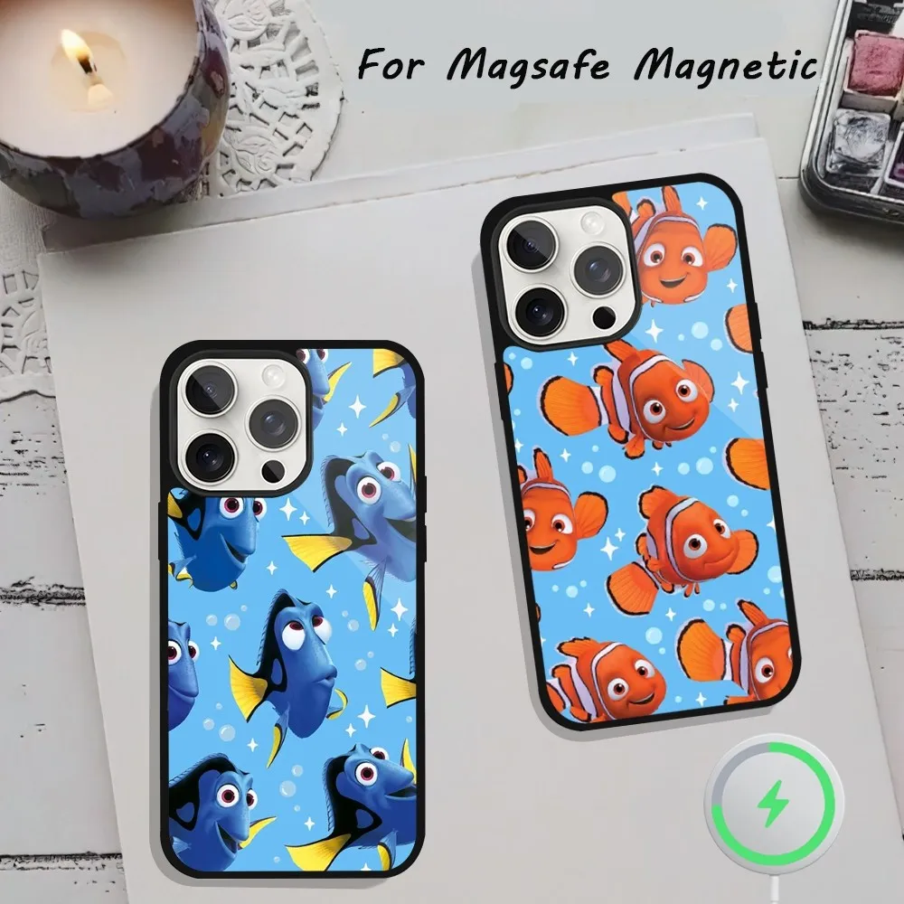 MINISO Diensy F-Finding Nemo Phone Case  For iPhone 15 12 13 14 11 Pro Plus Max Magsafe Magnetic Wireless Charging shell