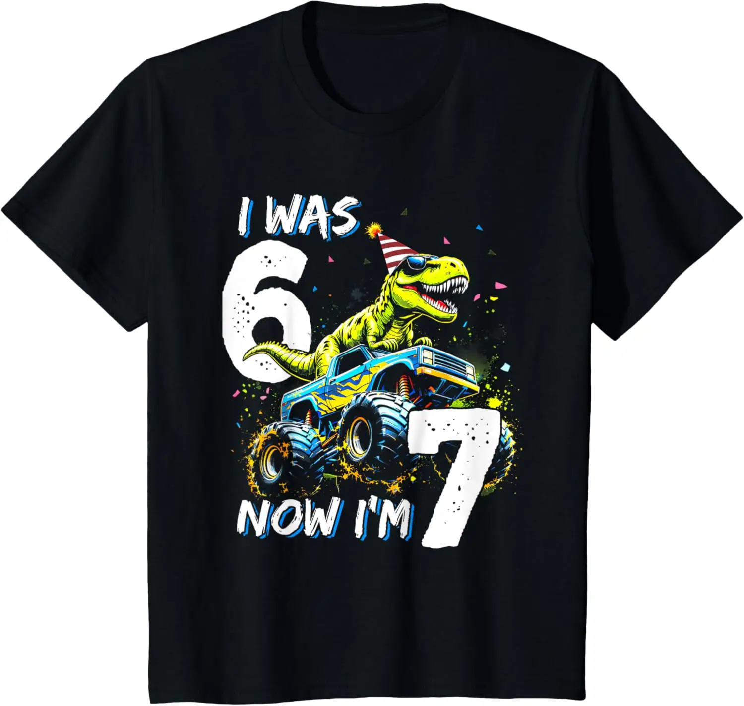 I Was Six Now I'm Seven Dinosaur 67 Meme 7th Birthday Boys T-Shirt Funny Cotton Casual Graphic T Shirts Unisex Children’s Wear