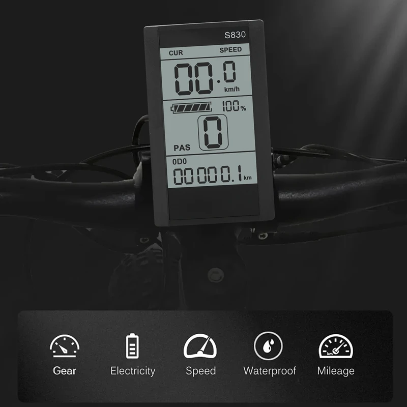 ●Protocol 2 Electric Bicycle Bike Display 24V 36V 48V LCD S830 Display with USB Waterproof Connection (5 Pins)-ABFB