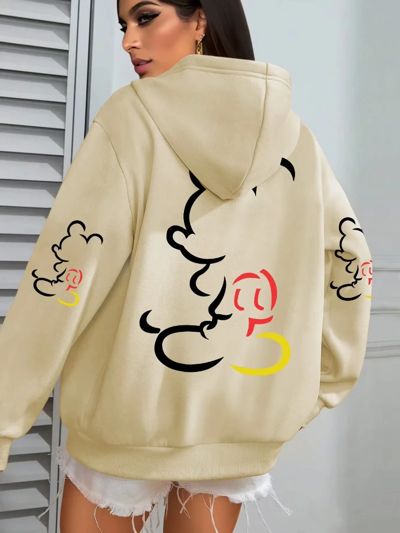 MINISO ميكي مجردة الفن هوديي الرباط هوديي الفن الاسلوب المناسب الرجال النساء موضة هوديي الصوف الدافئة طويلة الأكمام هوديي #1