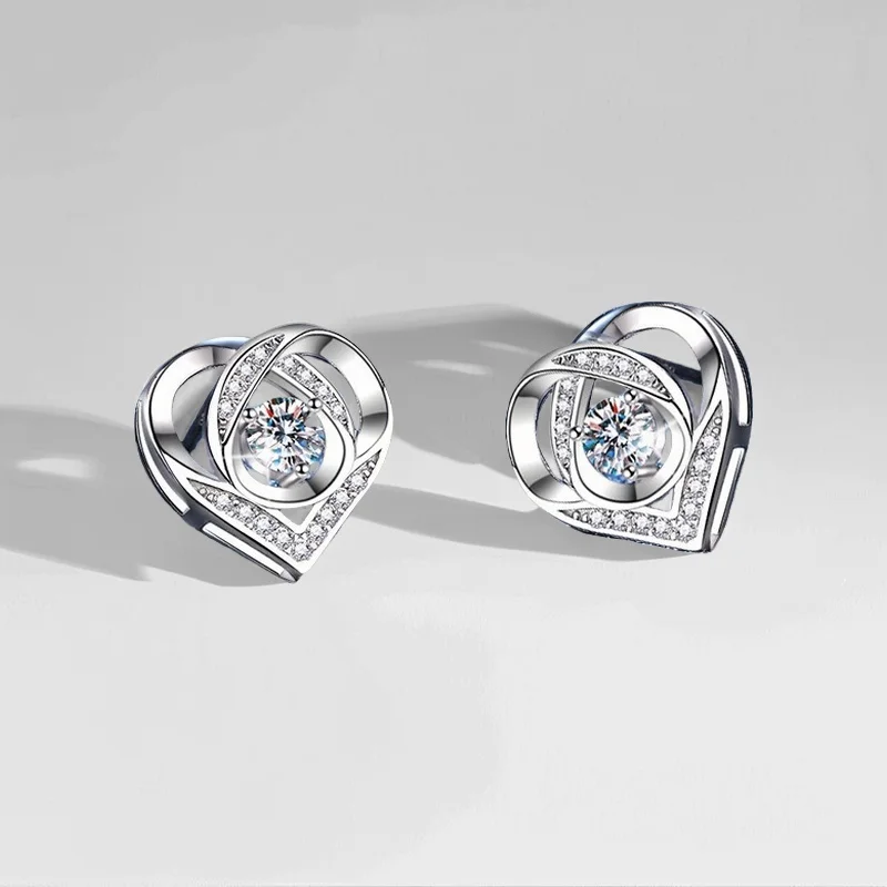 1CT D Color Heart Shape Moissanite Stud Earrings - S925 Silver Minimalist Jewelry for Women GBA Certified Free Gift Box Woman