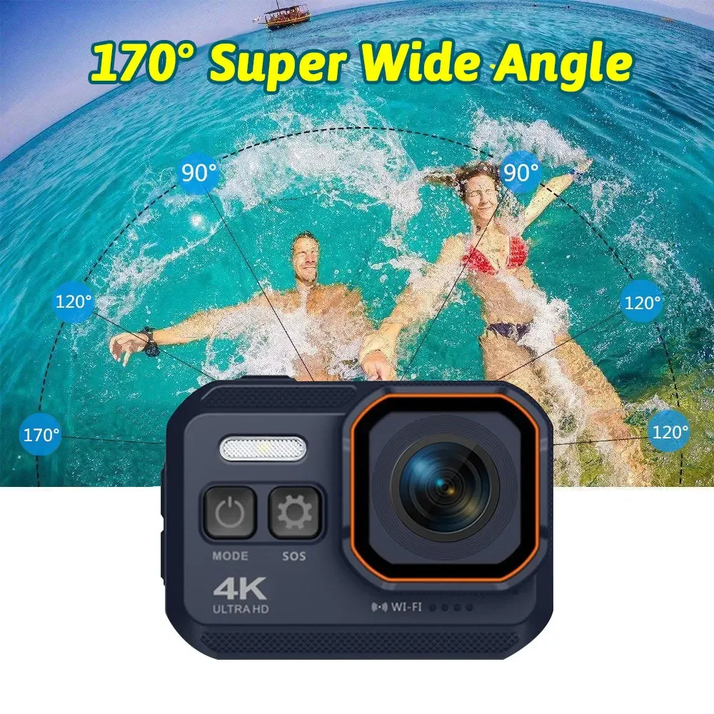 Action Camera 4K HD with Remote Control Screen Waterproof Sport Camera Drive Recorder 4K Sports Camera Helmet Action Cam Hero8