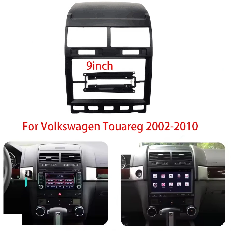 9 Inch Car Fascia For Volkswagen Touareg 2002-2010 Video Panel Player Auto Stereo Audio Dash 2 Din Frame Dashboard Mount Kit