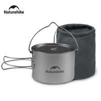 Naturehike 2024 New Camping Cookware Ultralight Large Capacity Kitchen Titanium Pots Hanging Portable Hiking Dinner Cooking Set