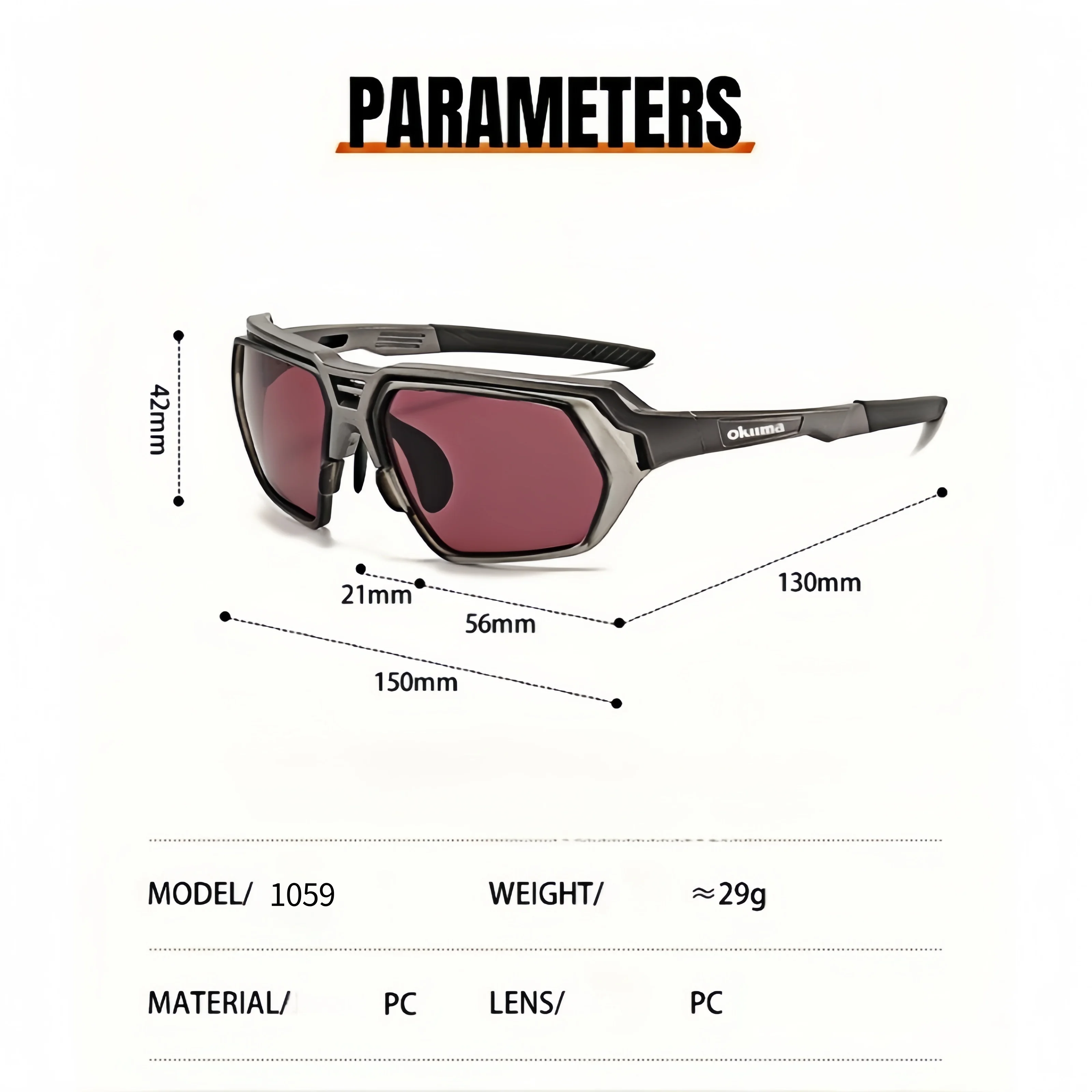 Okuma 26 Year New Outdoor-Sportbrille, polarisierte Fahrradbrille, geeignet zum Angeln, Camping, Wandern, Radfahren, Sonnenbrille – Detail 16