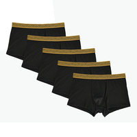 5-Piece Personalized Printed Waistband Men's Casual Black Boxer Shorts Comfortable Casual Underwear Men's Elastic Underwear