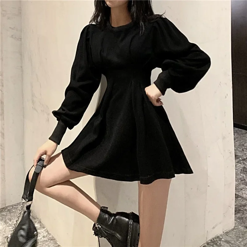 

Dress Women School Waist Up Long Sleeve Vestido Y2k Casual Harajuku Lovely Girls Newest Mini Daily Popular Spring O-Neck Dresses