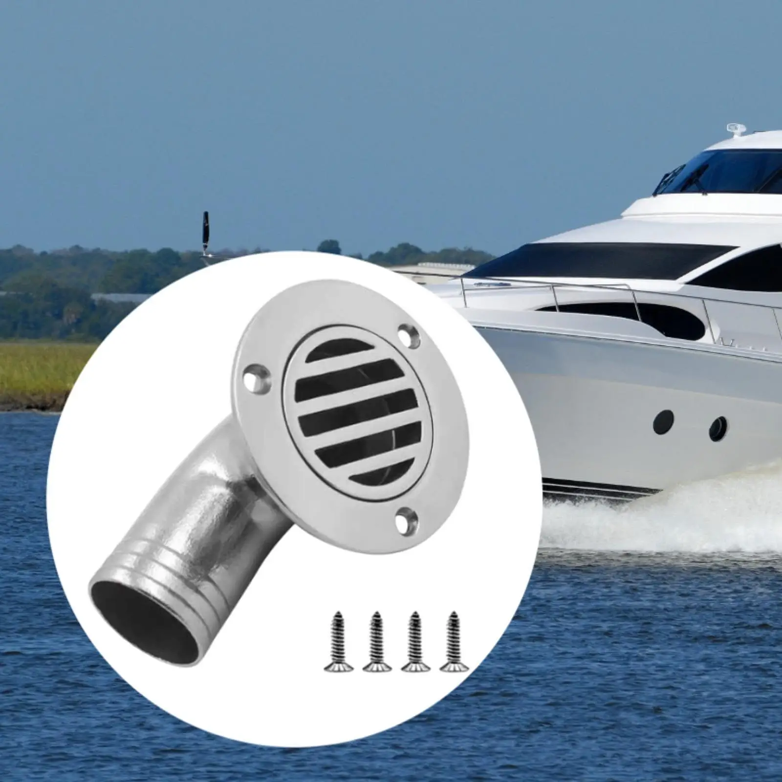 Marine Boat Floor Drain 90 Degree Stainless Steel Hardware Easy Install Water Outlet for Outdoor Vessel