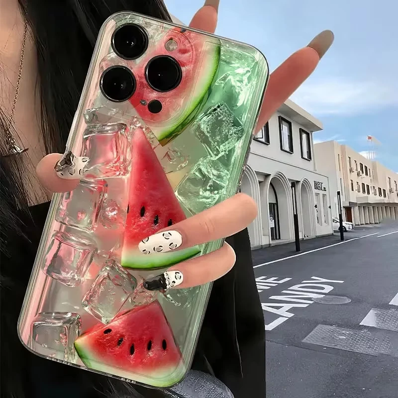 Funda de silicona transparente con estampado de sandía y hielo de verano para Xiaomi Mi 15T Pro, 14T, 13T, Mi 17 Pro, 15, 14, 13, 12, 11 Lite 5G