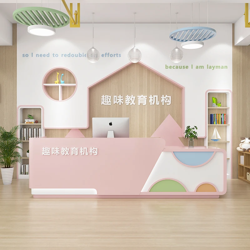 

modern computer Reception Desks Customer center pink aesthetic Reception Desks business standing comptoir magasin home furniture