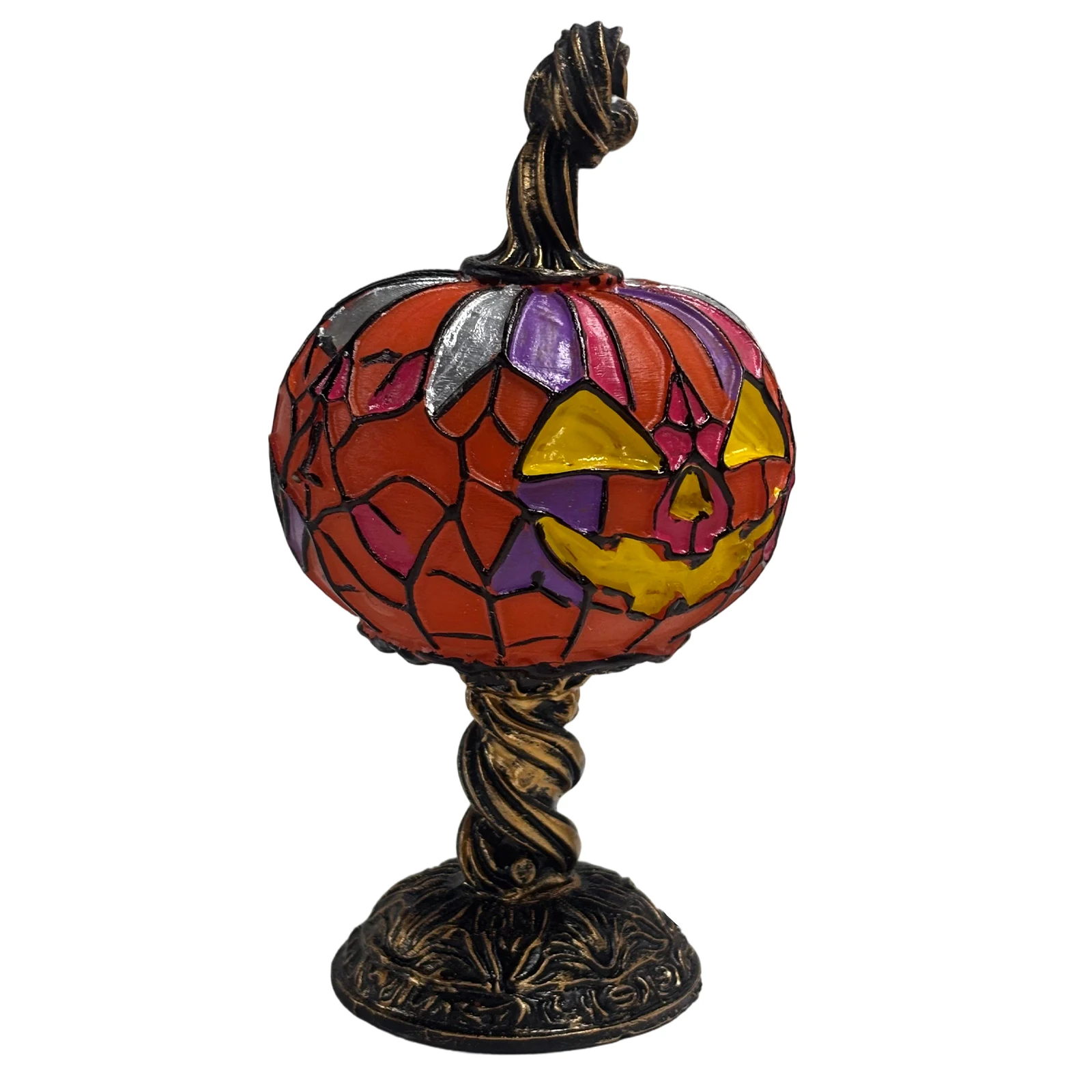 Halloween Night Light Multi-Purpose Halloween Magic Lamp Stained Glass Halloween Pumpkin Table Lamp for Home Bedroom Living Room