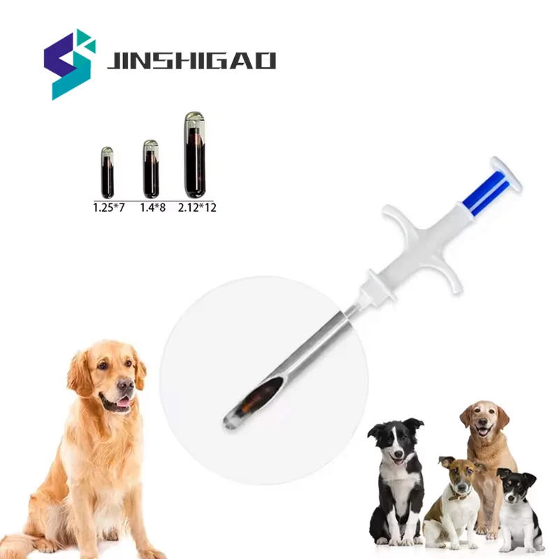 5pcs 1.4*8mm FDX-B Microchips 134.2KHz Animal Chip Microchip Veterinary Pet Syringe RFID Injector Animal Transponder Pet Reader