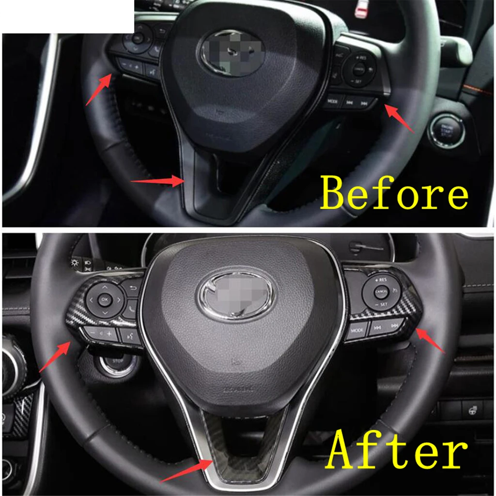 

Car Steering Wheel Button Frame Cover Trim Kit For Toyota Corolla Cross 2021 2022 Matte / Carbon Fiber ABS Interior Accessories