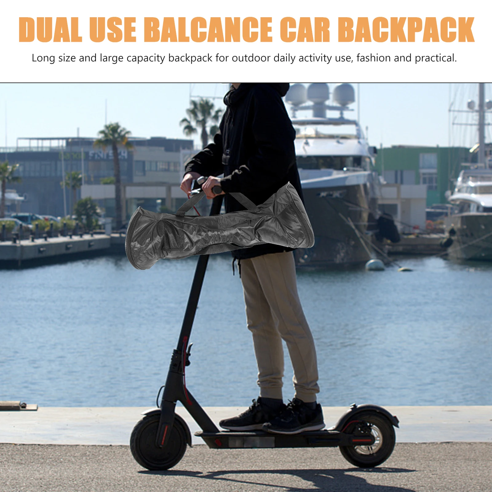 

10 Inch Balanced Car Backpack Black Tote Bag Adjustable Hand Carrier Dual Use Outdoor Large Capacity Thick Nylon