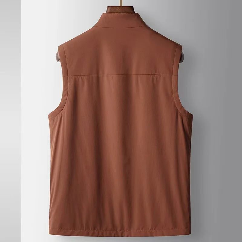 2025 Autumn/Winter New Men's Casual Vest Light Luxury Business Quality Fabric Mulberry Silk Sleeveless Fashion Trend Vest