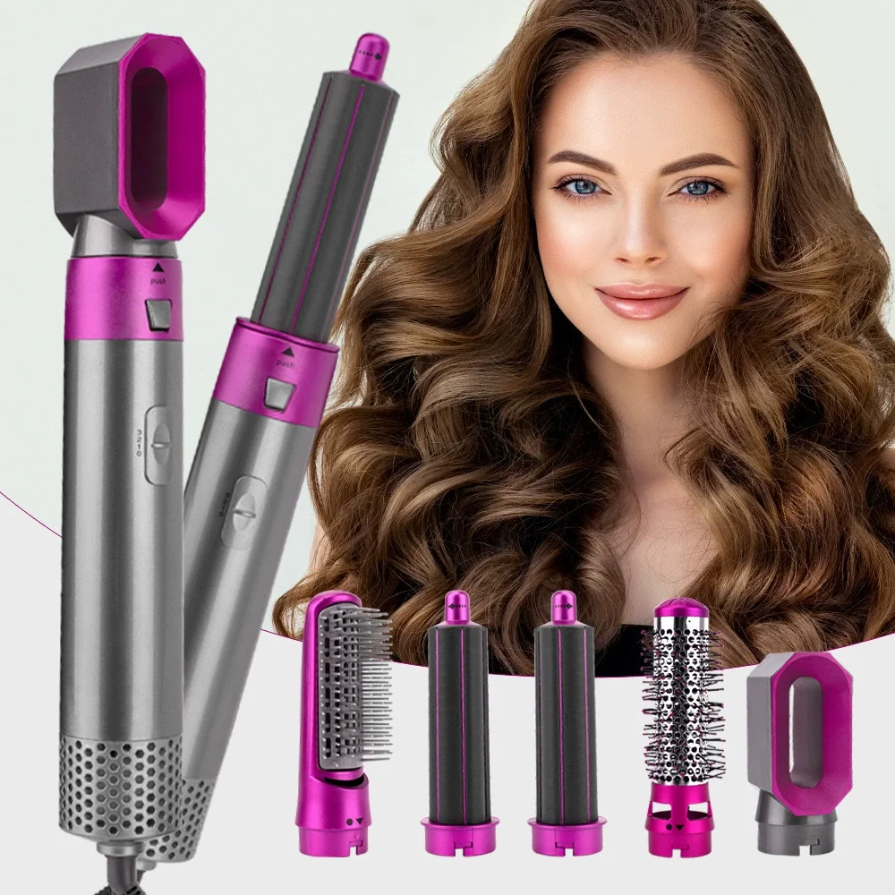 Multi Functional 5-In-1 Hair Dryer Hot Air Comb Curling Iron Air Bag Hairdresser Styling Tool Straightener Festival Gift