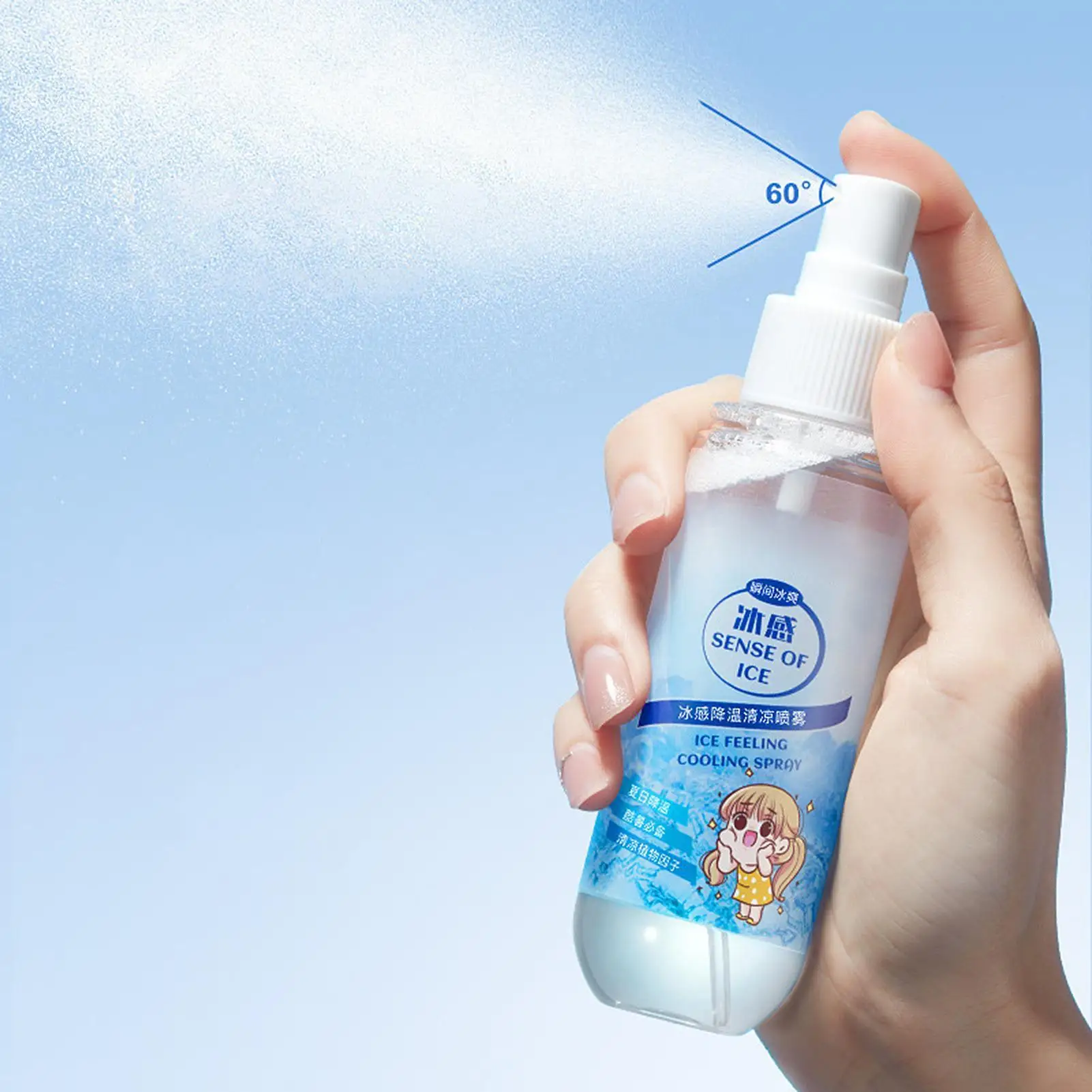 1pcs 100ml Cool Down Spray Cooling Mist Natural Plant Relaxing Calming Summer Cool Body Spray for Kids Adults