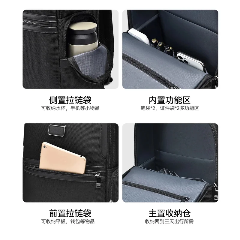 2026 High Quality Nylon Men's Backpack Waterproof Business 15.6 Inch Computer Bag Ballistic schoolbag Soft Handle 180 degrees view 3