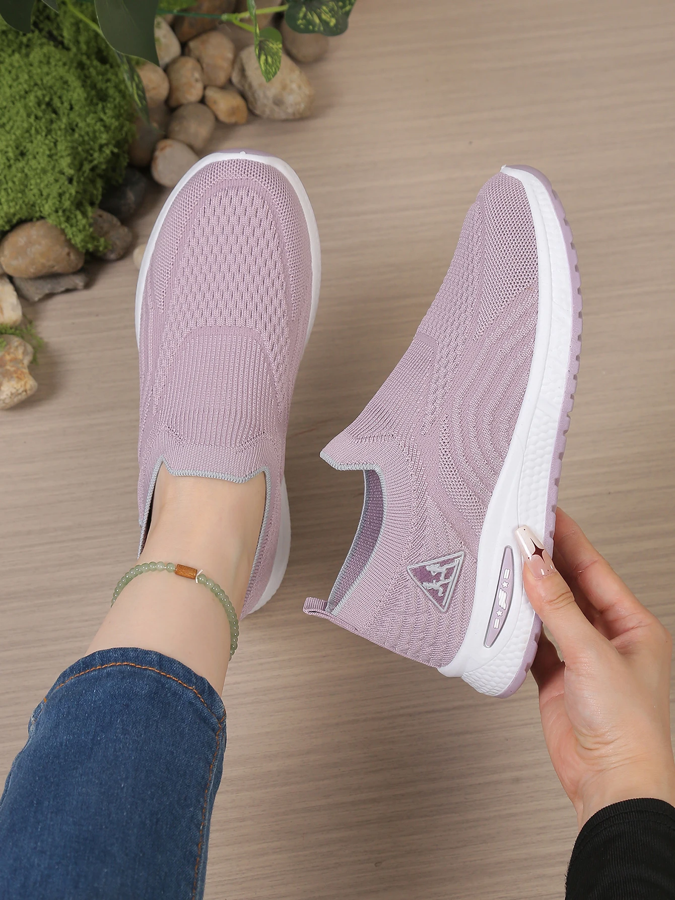 Atmungsaktive Slip-On Sneakers für Damen, Bequeme Rutschfeste Gehschuhe für Senioren, Lässige Sportschuhe – Detail 9