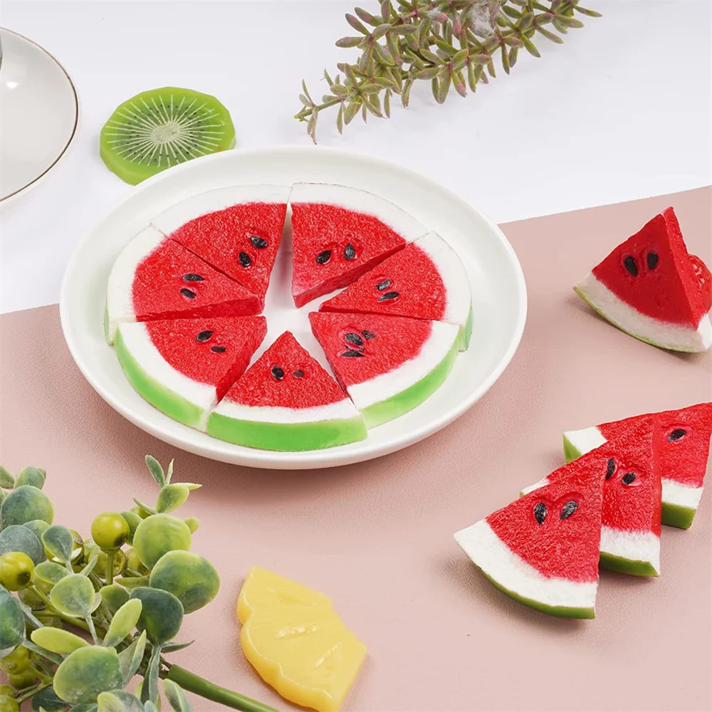 Artificial Watermelon Slices Fake Fruits Artificial Fruit Lifelike Decorative Fruits Party Kitchen Home Decor Photography Prop