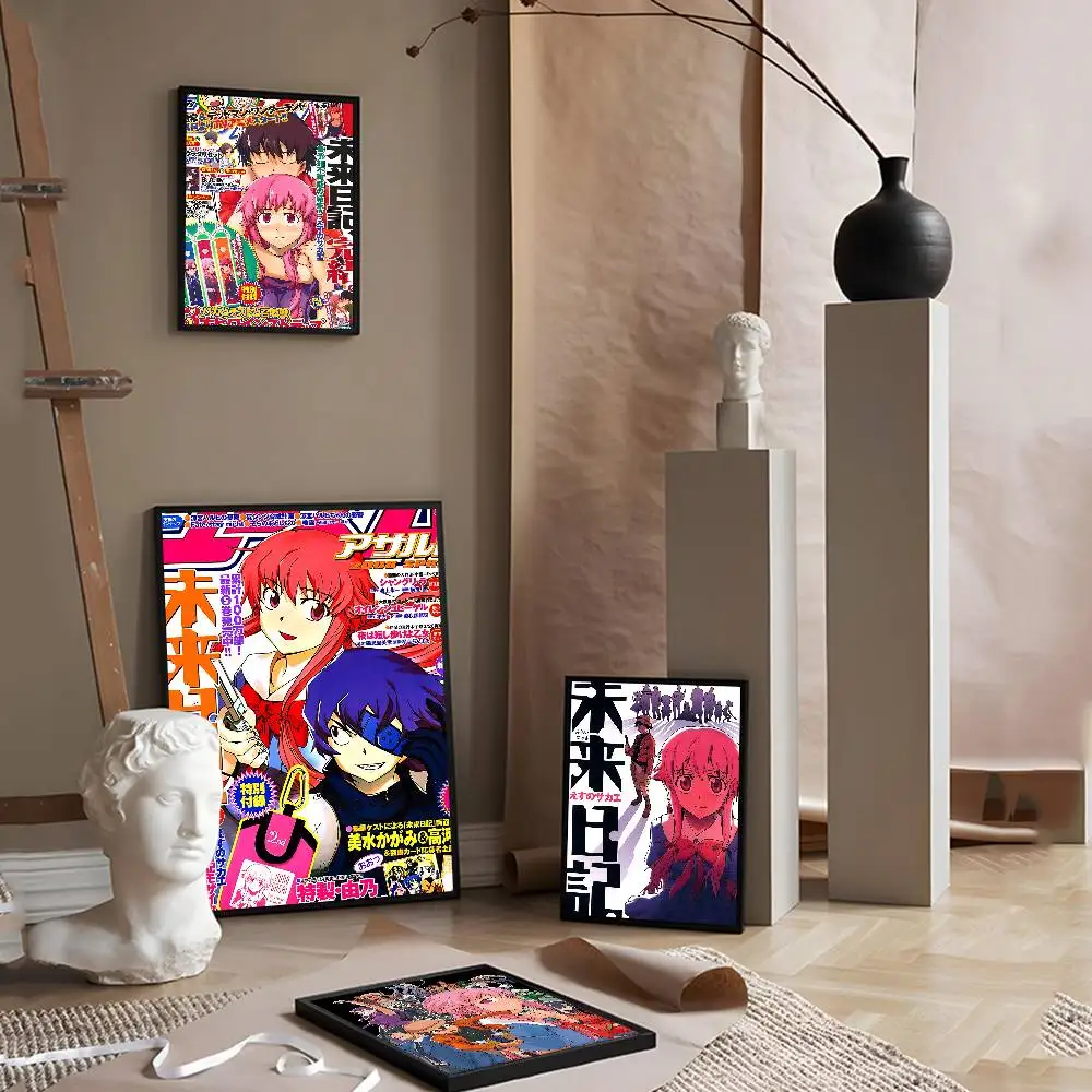 أنيمي الشكل ميراي نيكي المستقبل مذكرات ذاتية اللصق ملصق فني ديكور اللوحة جدار الفن ورق الكرافت الأبيض ديكور المنزل