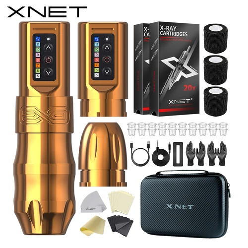 XNET EXO-Kit de máquina de tatuaje inalámbrica colorida, bolígrafo rotativo, batería de 2000mAh de capacidad, potente Motor sin núcleo para artistas del tatuaje