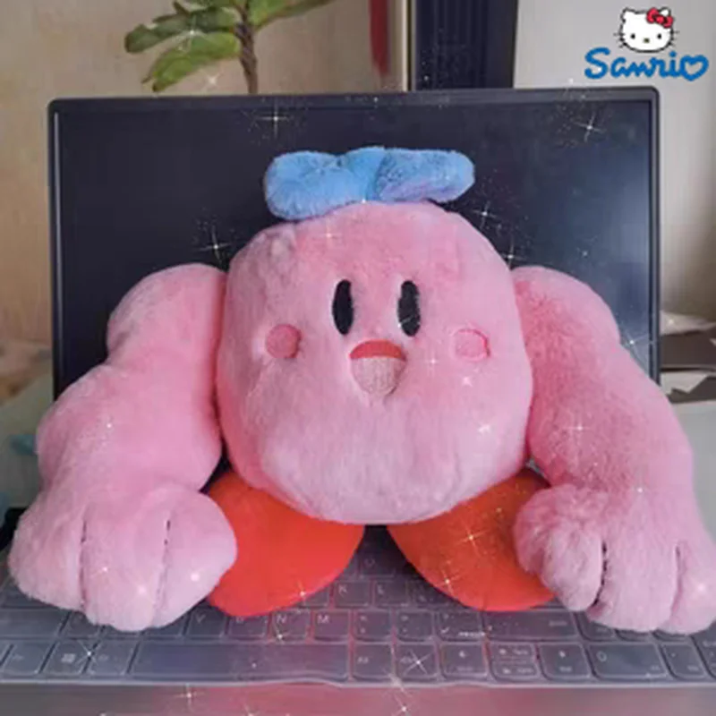 

23cm Anime Star Kirby Plush Toy Creative Muscle Kirby Kawaii Soft Stuffed Cute Plush Pillow Doll Room Decorative Kids Gift Toy