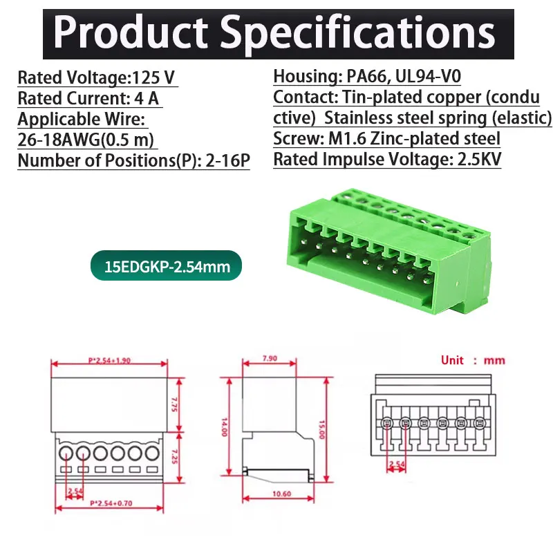 【Solderless Press-Fit】2.54mm Female Socket 2-24P|CE Certified PA66 |Aluminum-Plated Copper | Plug-in Terminal for Smart Home