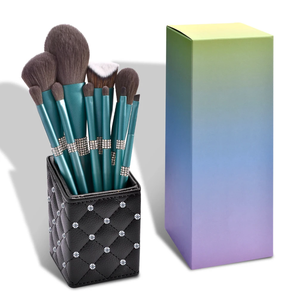 10 Pcs Glitter Diamond Makeup Brushes Set With Rhinestone for Women Power Eyeshadow Face Paint Eyelash Make Up Brush Beauty Tool