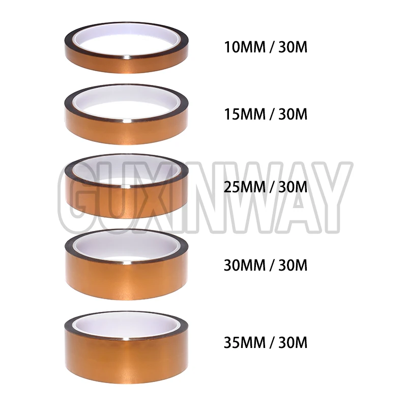 30m Long Gold Finger High Temperature Resistant Tape Polyimide Tape Multi Size Pet Anti Static Lithium Battery Insulation Tape