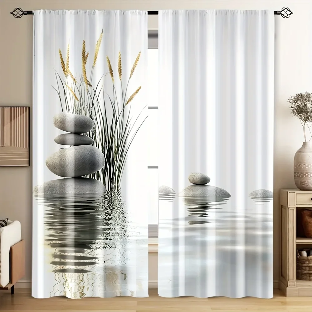 Modern Coastal Ocean View Curtains sheer light filtering window drapes for living room bedroom home decor