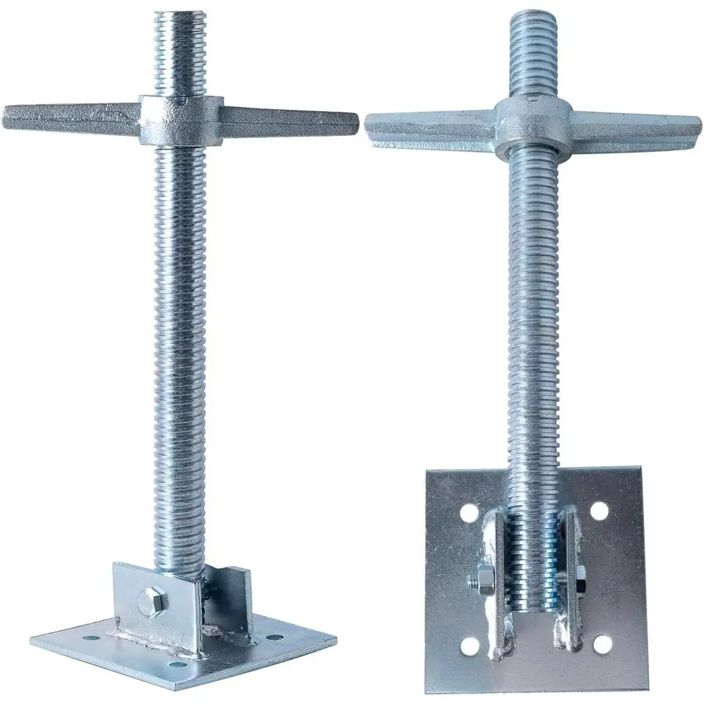 4-Piece Swivel Jacks with Base Plate, 6000 lbs Capacity, Adjustable Leveling for Baker-Style Scaffolding