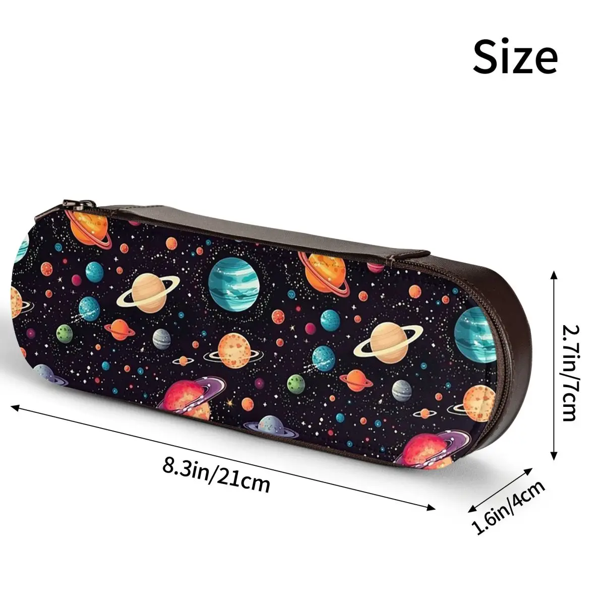 Solar System Space Planets Universe Leather Pencil Cases Pencil Pouch Storage Stationery Supplies Pen Box Pencil