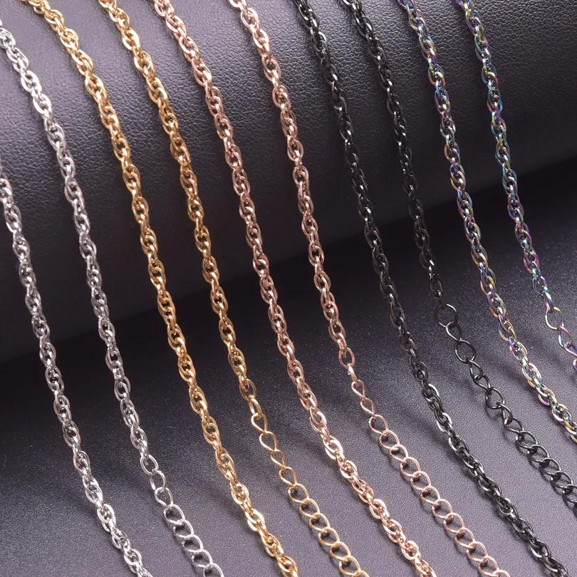 10 Pieces 304 Stainless Steel 2.2mm Wide Chain 40cm Plus 5cm Necklace