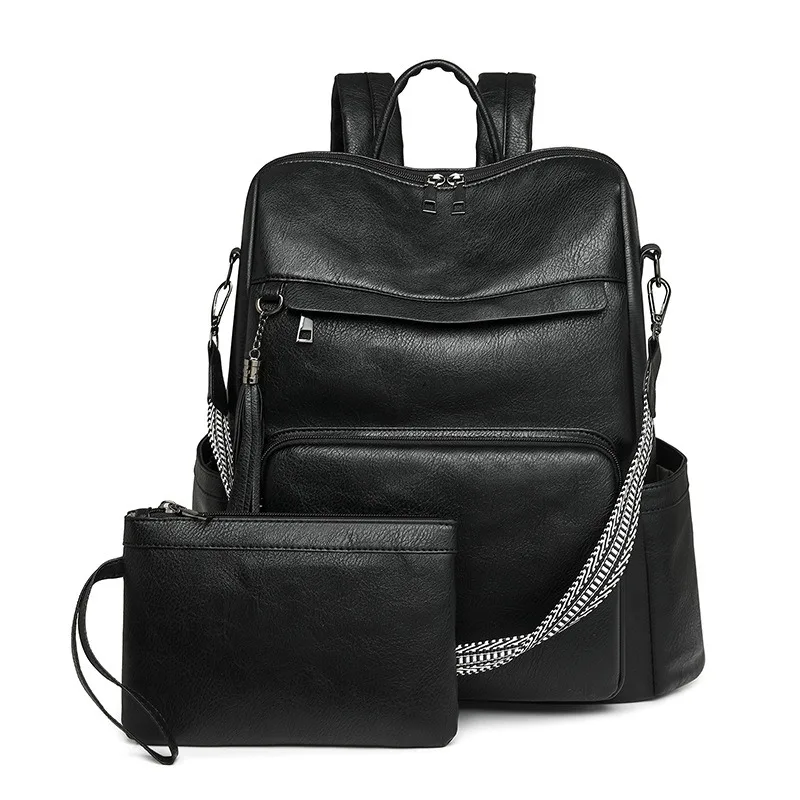 Nesitu Vintage A4 Black Brown Coffee Grey PU Leather 14 15.6 inch Laptop Men Women's Backpack Girl Travel Shoulder Bag M0422