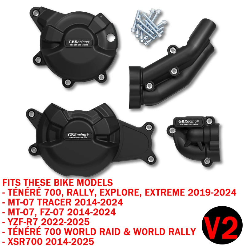 Moto Accesorios V2 MT07 Motorrad-Motorschutzabdeckung für MT-07 Tracer 2014-2024 Motorrad-Motorschutzabdeckungen Set