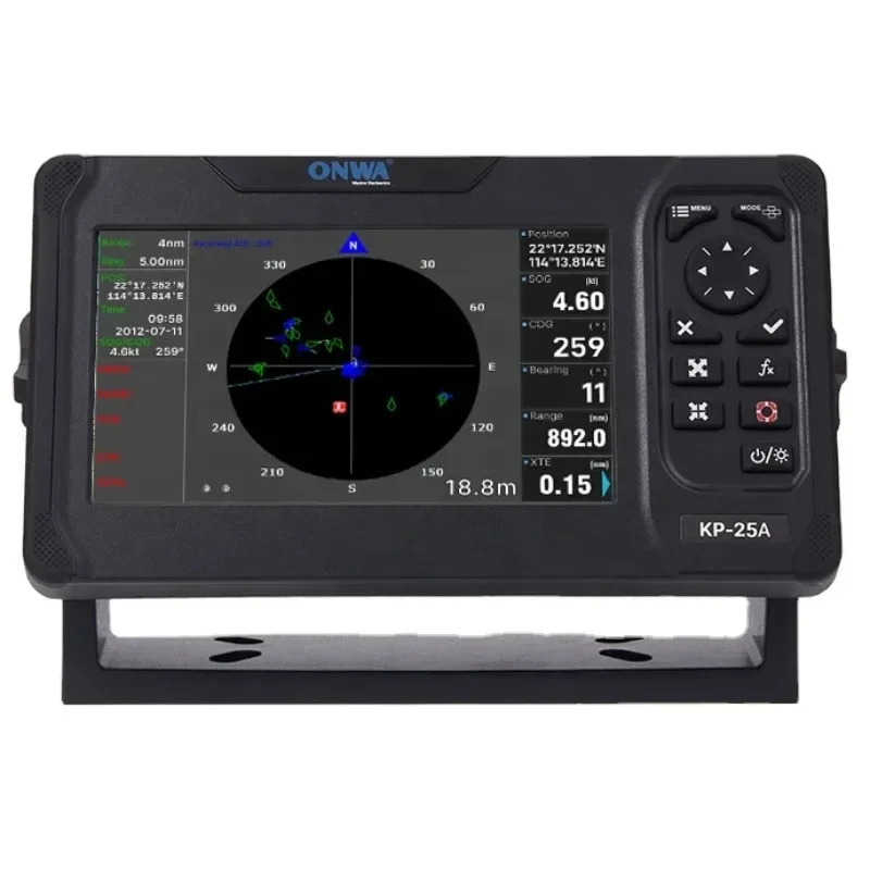متوفر في المخزون جديد ONWA KP-25A 5 بوصة Marine GPS Chart Plotter مع جهاز إرسال واستقبال من الفئة B + AIS