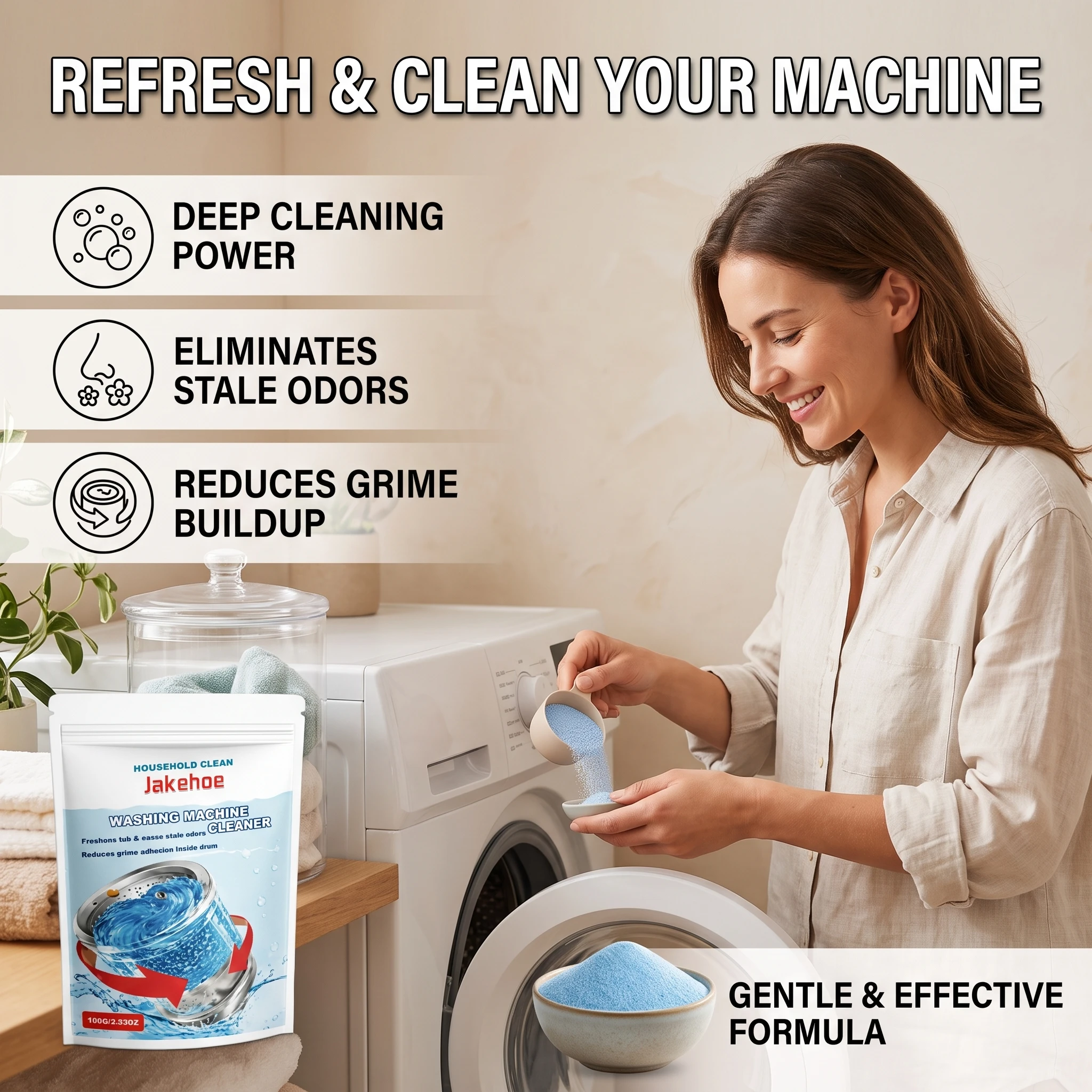 Washing Machine Tub Cleaning Powder Remove Limescale Eliminate Mold Reduce Odors Household Laundry Appliance Maintenance Cleaner