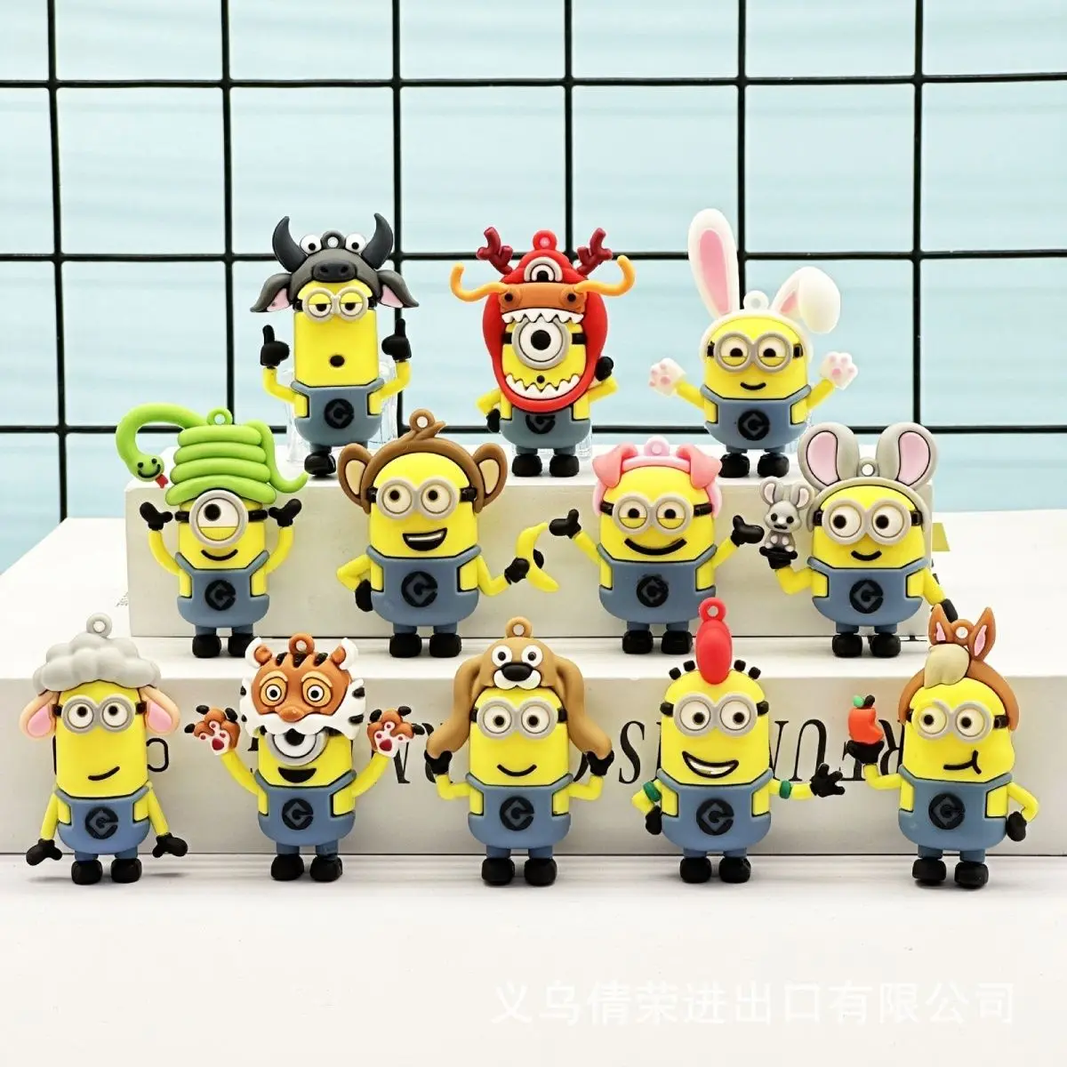 

Minions Despicable Me twelve zodiac mini-dolls room desktop ornaments cartoon three-dimensional car ornaments children's gifts