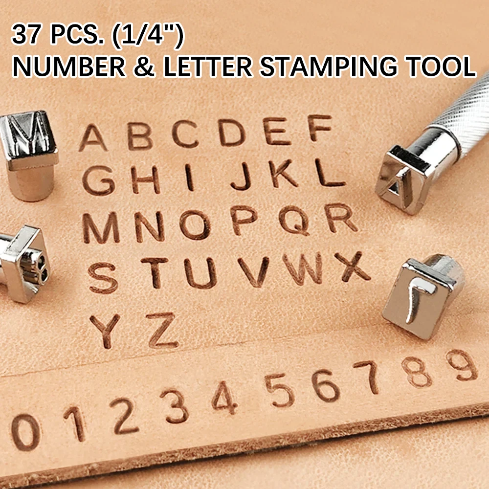 

37Pcs Metal Alphabet Number Leather Stamp Punch Tools 3.5mm/6.5mm Letters Stamping kit Leather embossed Tools