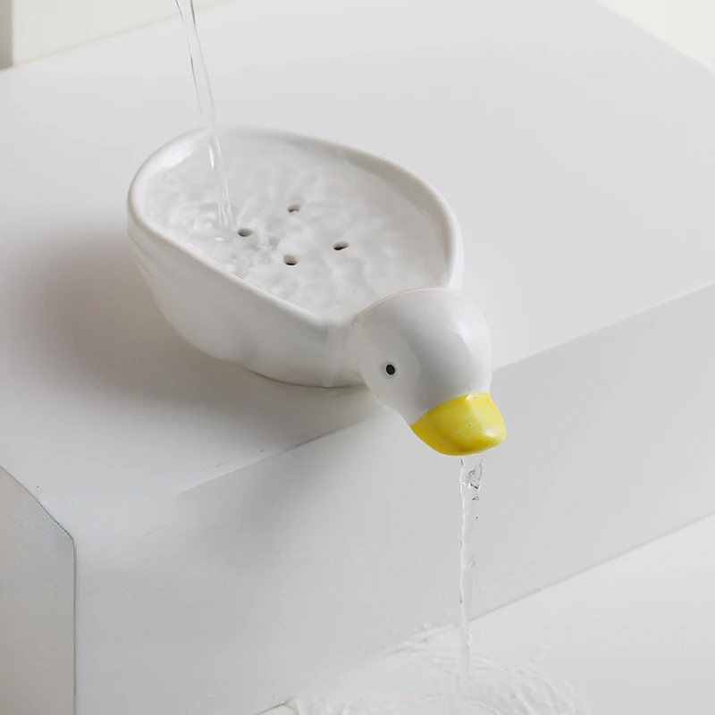 Nordic Cartoon Duck Ceramic Soap Drain Box, Bathroom Storage Rack, Creative Water Drain Rack, Modern Home Decoration