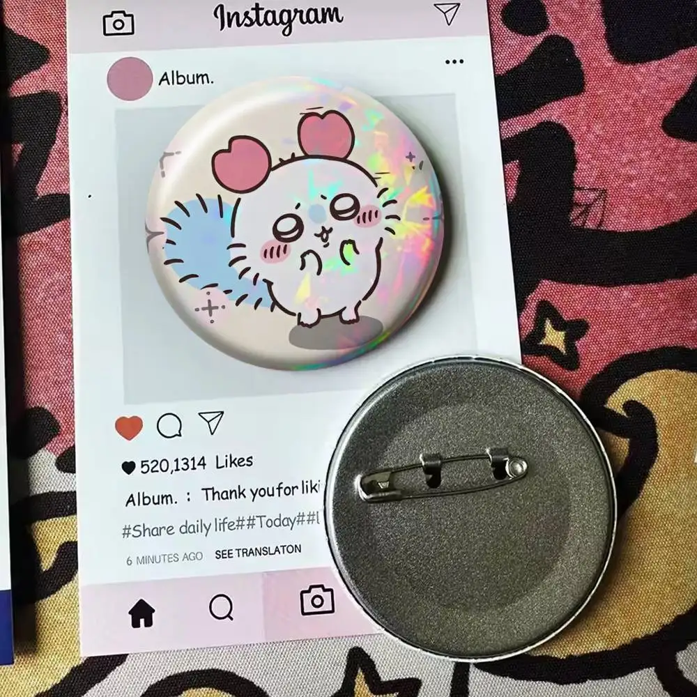 Cute Cartoon M-momongas   Laser Badge Creative Pins Brooch for Bag Clothes Hat Decor Gifts Fans Collect