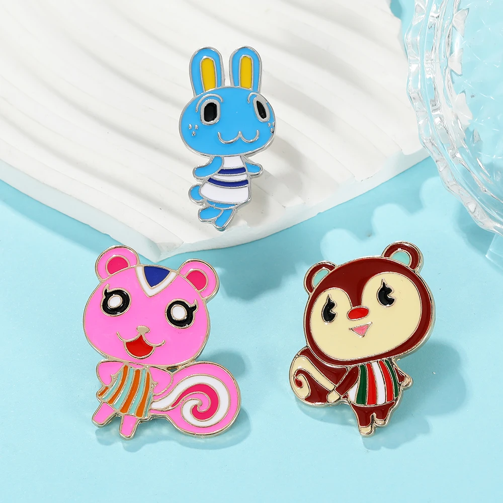 Cartoon Animal Crossing: New Horizons Enamel Pins Poppy Peanut Hopkins Brooches Squirrel, Fox, Rabbit Shaped  Badge