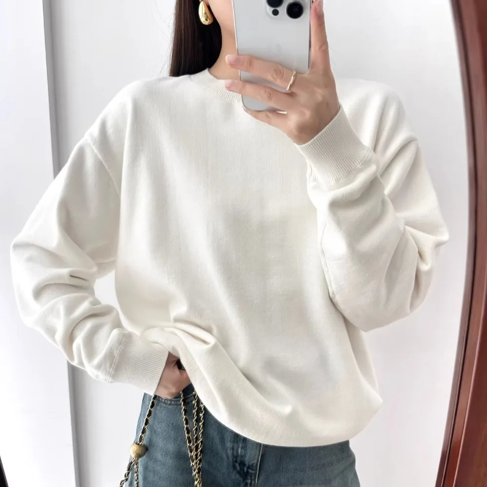 

Импортный свитер-пуловер женский, вязаный, с круглым вырезом, из 30% кашемира и 70% хлопка