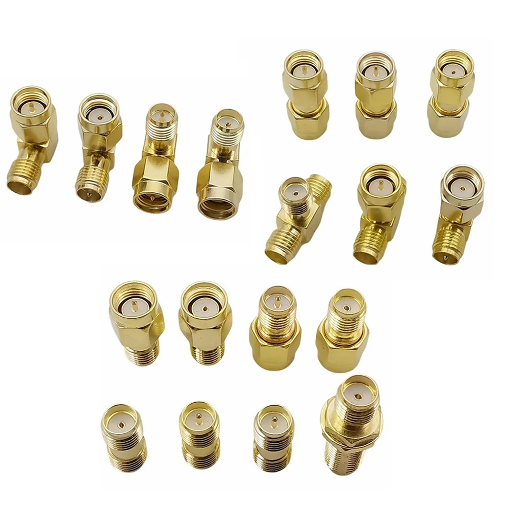 18 قطعة/الوحدة SMA طقم توصيل ذكر التوصيل والإناث جاك RP SMA RF اقناع محول مستقيم الزاوية اليمنى واي فاي هوائي محول #1