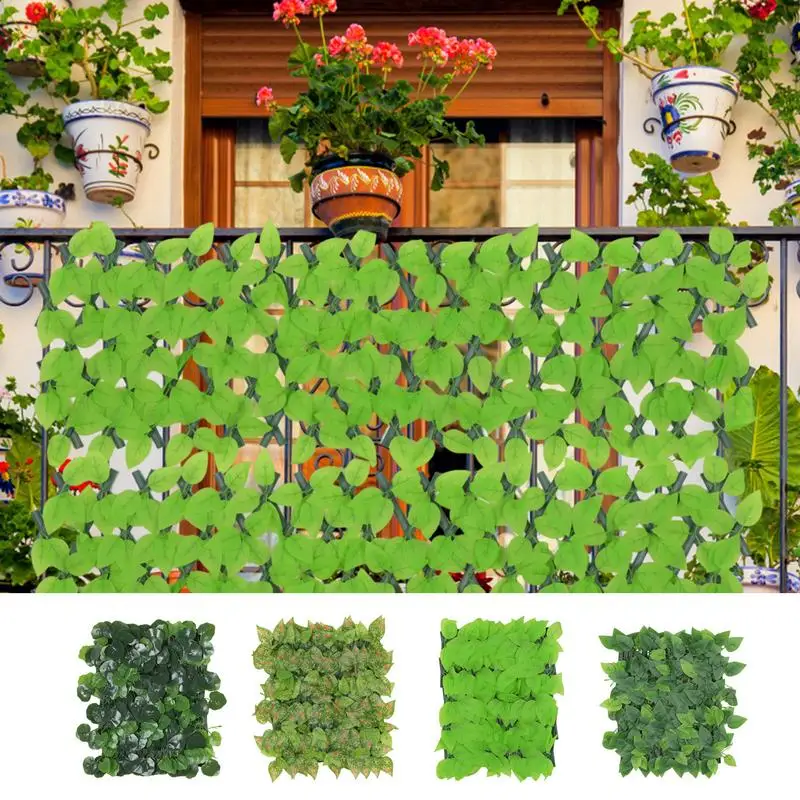 Expandable Fence Privacy Screen Artificial Privacy Fence Wall Screen Vine Leaf Backdrop Panels Wall Decor Hedges For Deck Garden