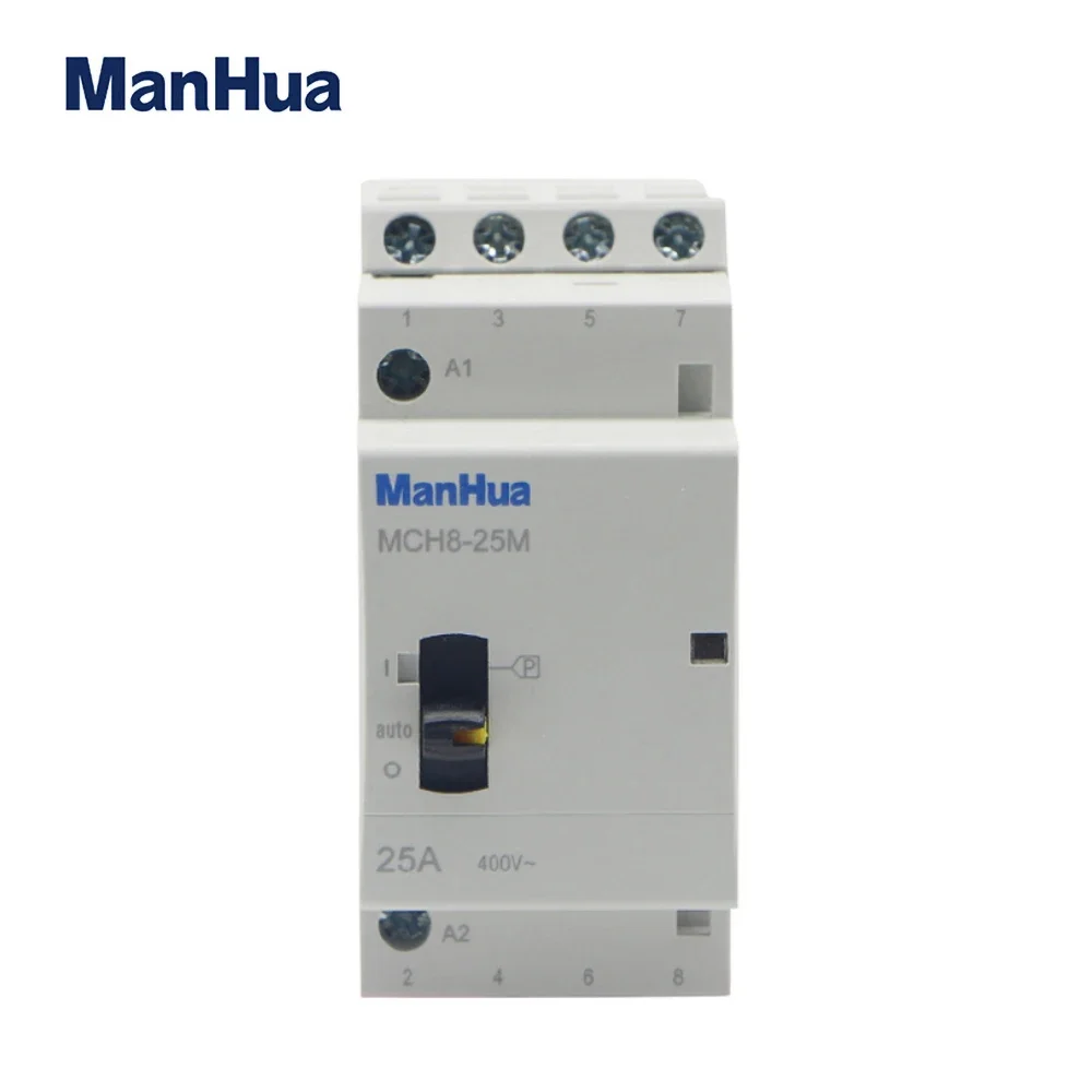 ManHua MCH8-25M 4P 25A 220V/230V 50/60HZ Din rail Household ac Modular contactor with Manual Control Switch