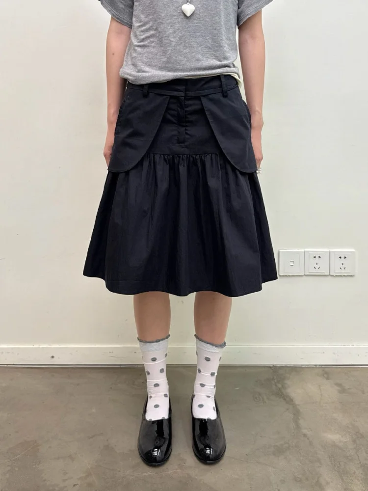 

Юбка NEVERSEEZ A-Line Utili с дизайном в виде кольца и сумки, средней длины, с завышенной талией, миди, хлопок 65%, полиэстер 35%, женская модная одежда