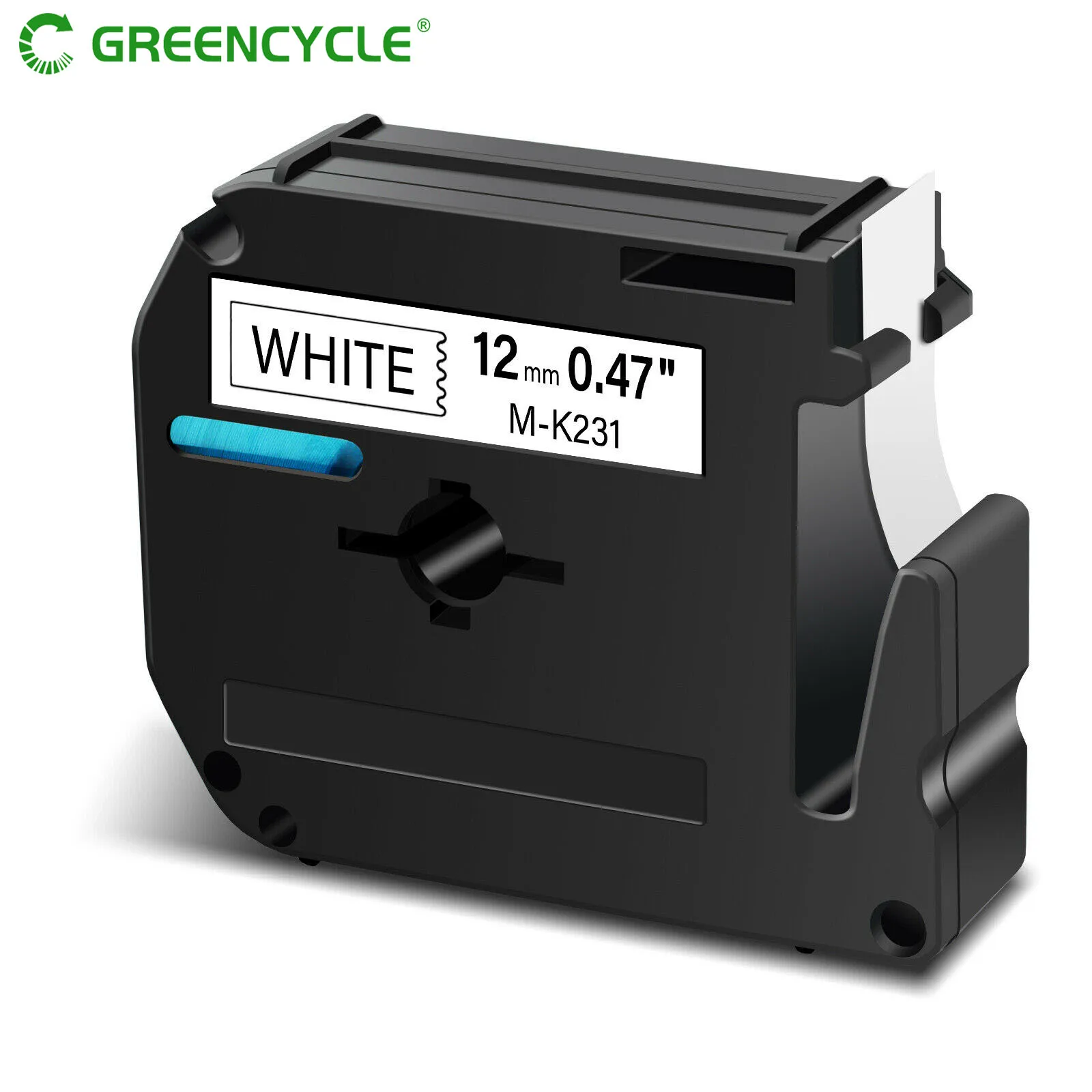 GreenCycle Label Tape M-K231 MK231 M231 Black on White 12mm Compatible for Brother P-touch